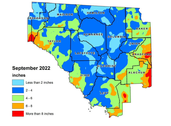 Graphic that shows rainfall in the District in September 2022.