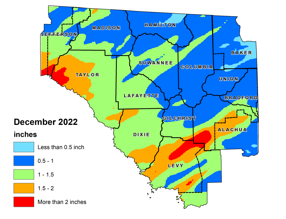 rainfall december 22