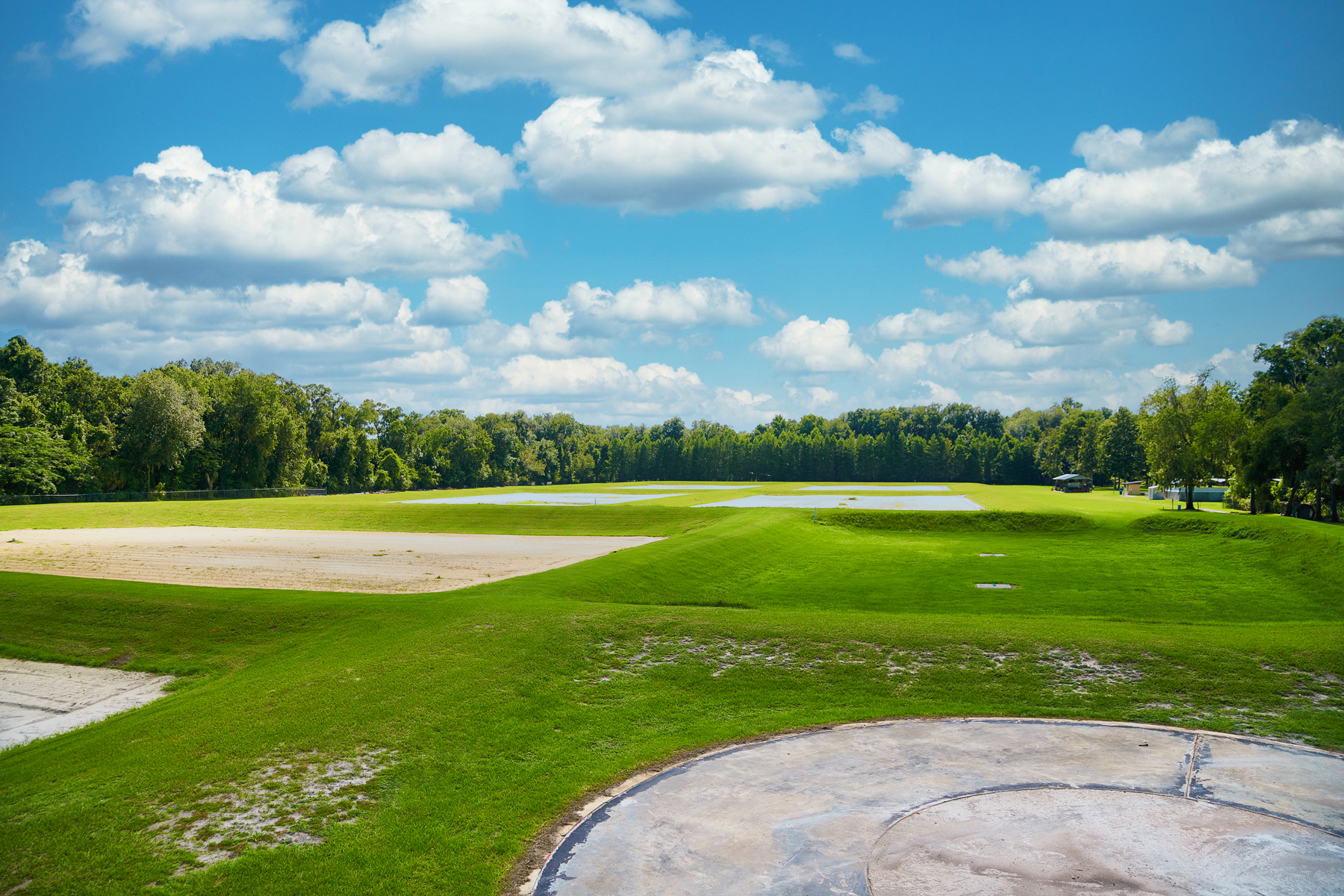 A landscape view of a wastewater treatment plant.